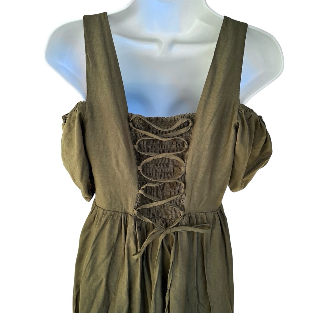 Scarlet Darkness Cold Shoulder Olive Green Maxi Dress - Picture 8 of 12